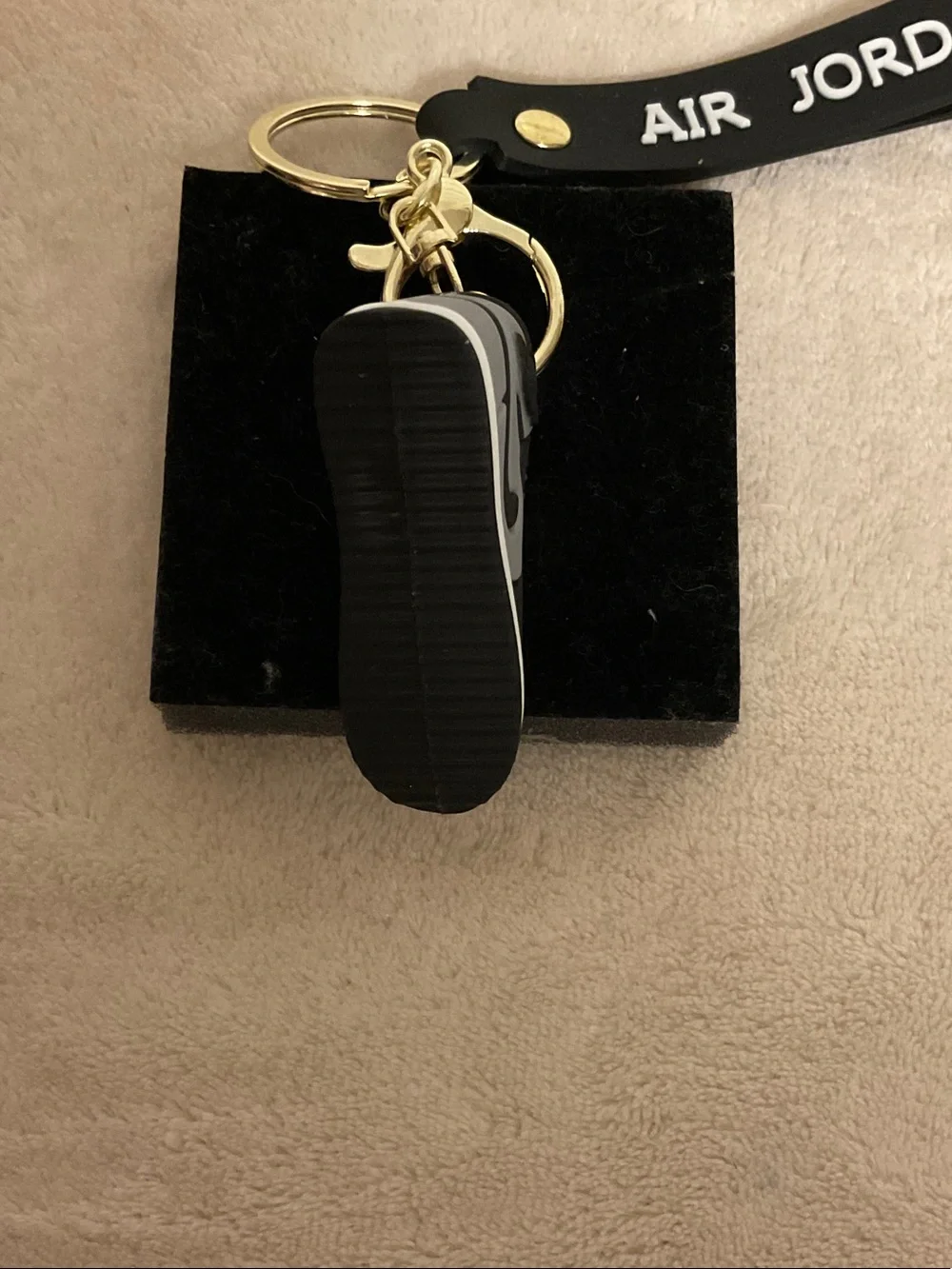 Jordan Black Key Fob with Red Jumpman and Gold Hardware